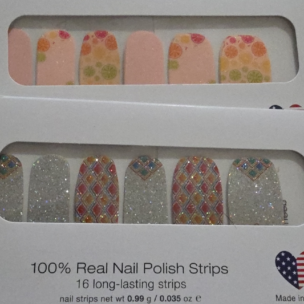 Color Street Mix & Match Citrus and Silver Glitter Nail Strips